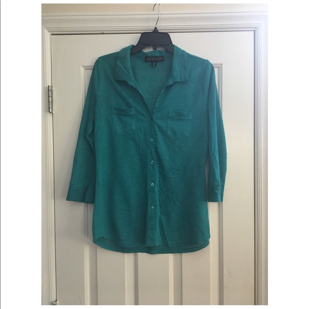 Teal 3/4 Sleeve Button Down
